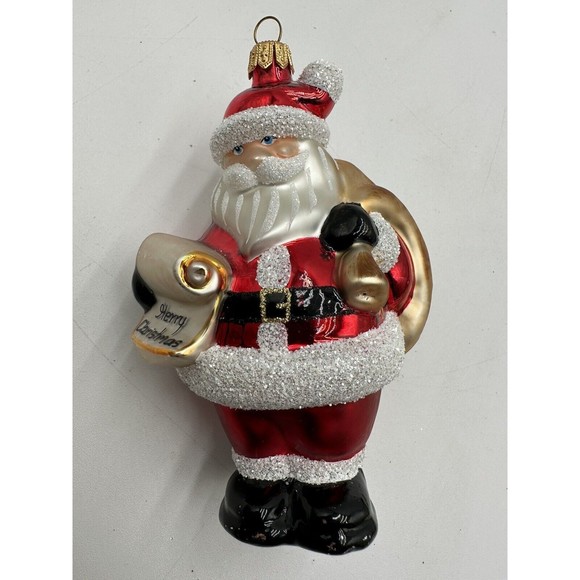 Glass Ornament Santa Claus  with Gift List 5.5” - Picture 1 of 8